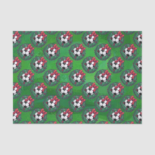 Papier Mousseline Balle de soccer couronne de Noël (Recto)