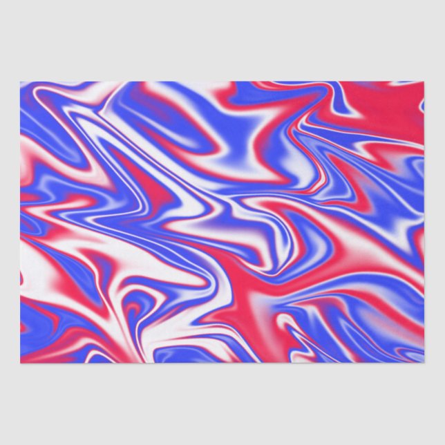 Papier Mousseline Balle patriotique : Marbre blanc rouge et bleu, (Recto)