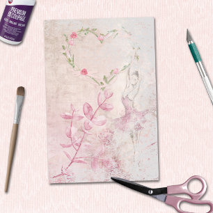 Papier Mousseline Ballerina Floral Botanical Heart Decoupage