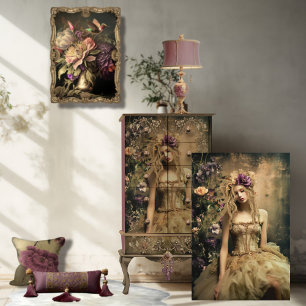 Papier Mousseline Ballerina Green, Hummingbird & Portrait Floral