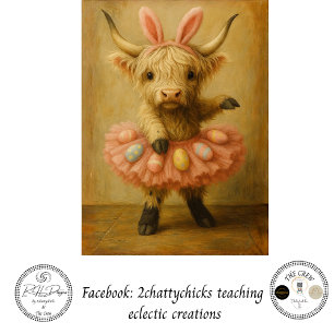 Papier Mousseline Ballerine de Pâques Highland en rose découpée