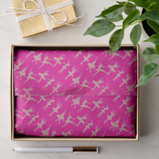 Papier Mousseline Ballet Dancers Ballerina Pattern Hot Pink