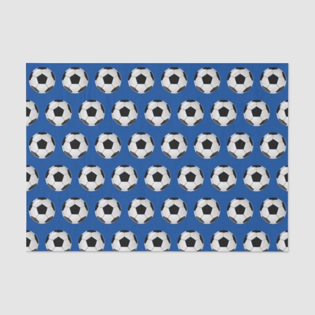 Papier Mousseline Ballon de football blanc et bleu noir (Recto)