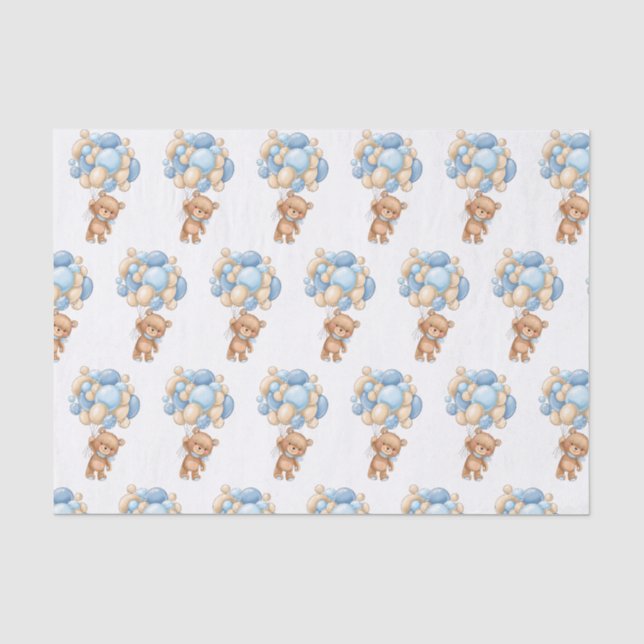 Papier Mousseline Ballons Baby shower Ours Teddy Papier Tissu (Recto)