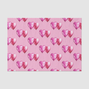 Papier Mousseline Ballons Coeur Rose Anniversaire