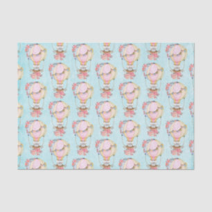 Papier Mousseline Ballons d'air chaud mignon avec Motif d'aquarelle