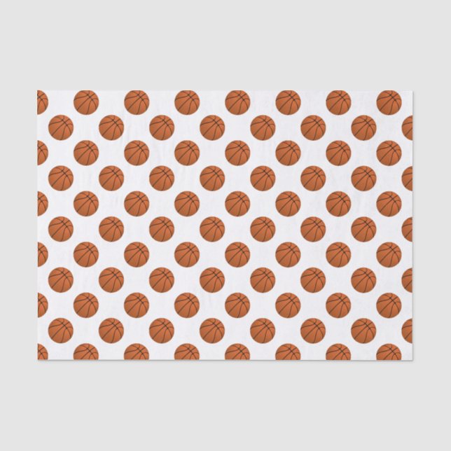 Papier Mousseline Ballons de basket Brown en blanc (Recto)