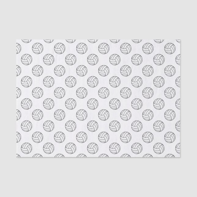 Papier Mousseline Ballons de volley-ball noir/blanc, blanc (Recto)