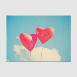Papier Mousseline Ballons du Coeur Rouge contre ciel nuageux