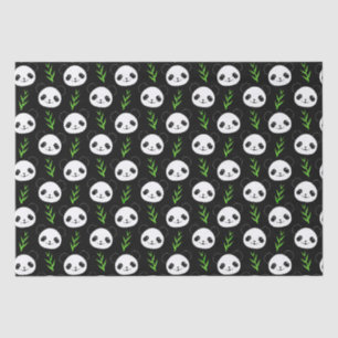 Papier Mousseline Bambou Motif Kawaii Panda En Blanc Noir
