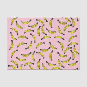 Papier Mousseline Bananes peintes à la main mignonnes et rose