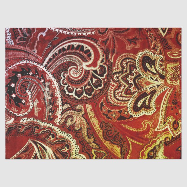 Papier Mousseline Bandanna chic rouge de Paisley de hippie de Boho (Recto)