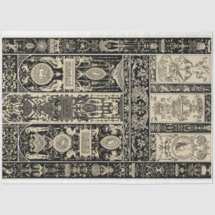 Papier Mousseline Bande de découpage baroque d'architecture noire et