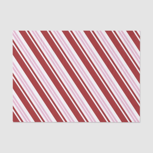 Papier Mousseline Bande de menthe rose et rouge (Recto)
