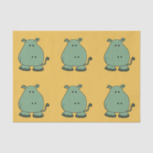 Papier Mousseline Bande dessinée verte heureuse d'hippopotame