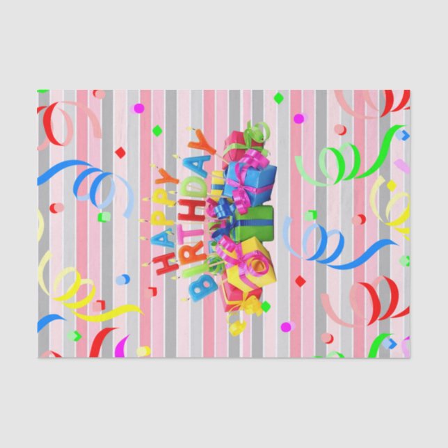 Papier Mousseline Bande papier de tissus d'anniversaire heureux (Recto)
