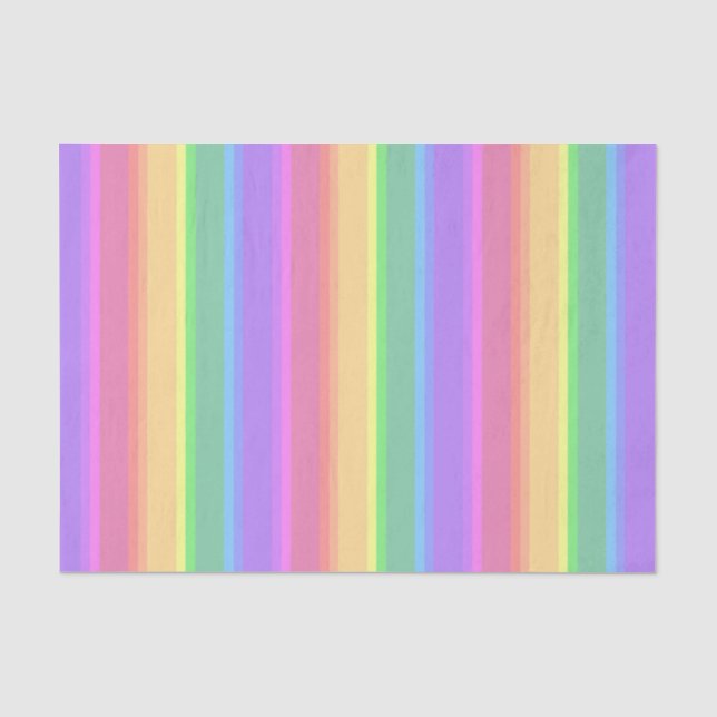 Papier Mousseline Bandes arc-en-ciel pastel (Recto)
