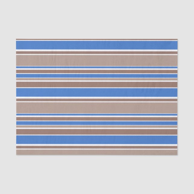 Papier Mousseline Bandes Brown et bleues (Recto)
