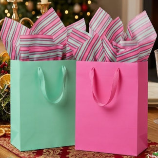 Papier Mousseline Bandes de bonbons rétro Aqua Rose Chaude Menthe Ro