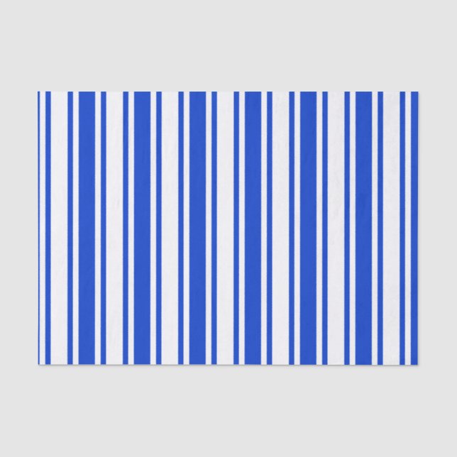 Papier Mousseline Bandes de bonbons royales bleues et blanches (Recto)