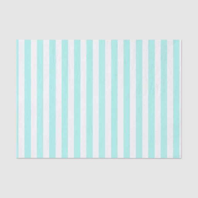 Papier Mousseline Bandes de bonbons turquoise et blanche (Recto)