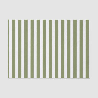 Papier Mousseline Bandes de bonbons vert olive et blanc