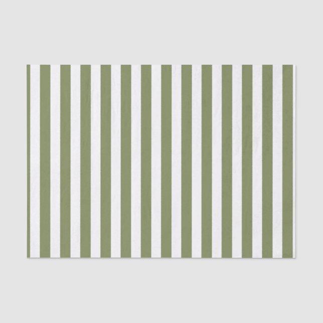 Papier Mousseline Bandes de bonbons vert olive et blanc (Recto)