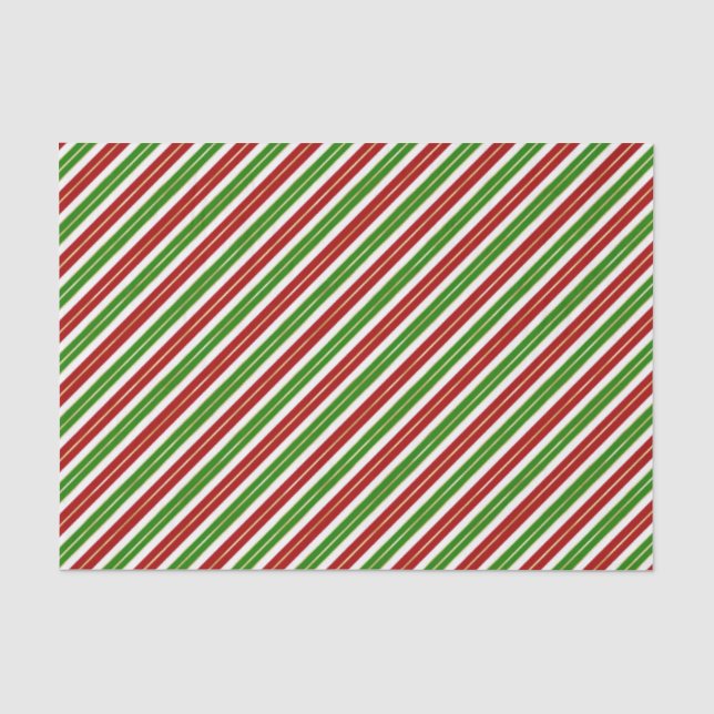 Papier Mousseline Bandes de Noël rouge, vert et or (Recto)