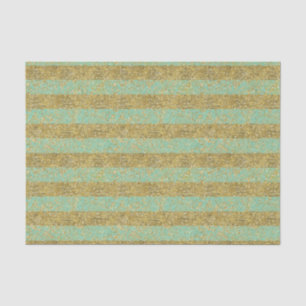 Papier Mousseline Bandes de Parties scintillant Mint et Gold Faux