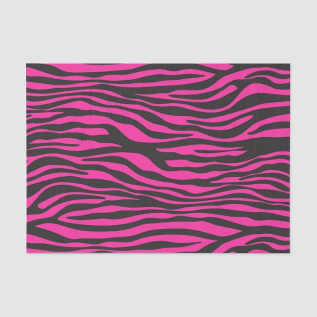 Papier Mousseline Bandes de zèbre rose et noir (Recto)