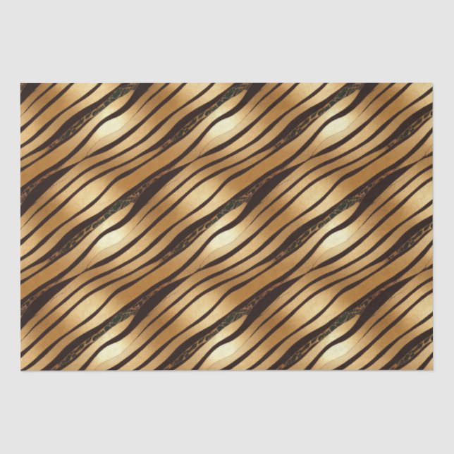Papier Mousseline Bandes Empreintes de léopard Brown d'or (Recto)