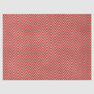 Papier Mousseline Bandes en argent et en rouge Chevron