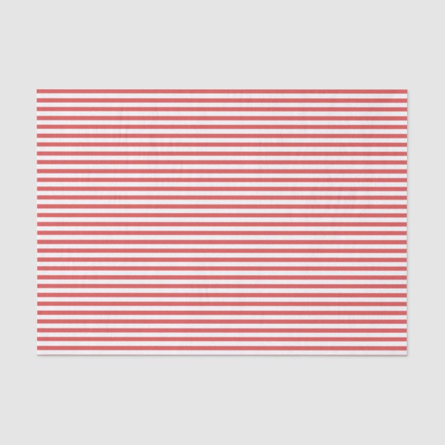 Papier Mousseline Bandes fines rouges et blanches - Papier de tissus (Recto)