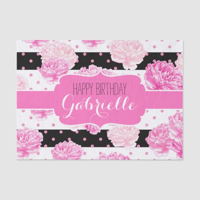 Papier Mousseline Bandes horizontales noires et blanches Monogramme  (Recto)