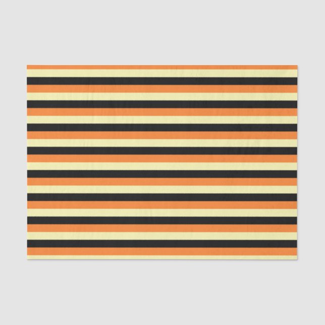 Papier Mousseline Bandes jaune pâle, noire et orange (Recto)