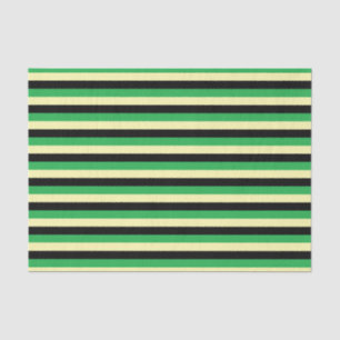 Papier Mousseline Bandes jaune pâle, noire et verte