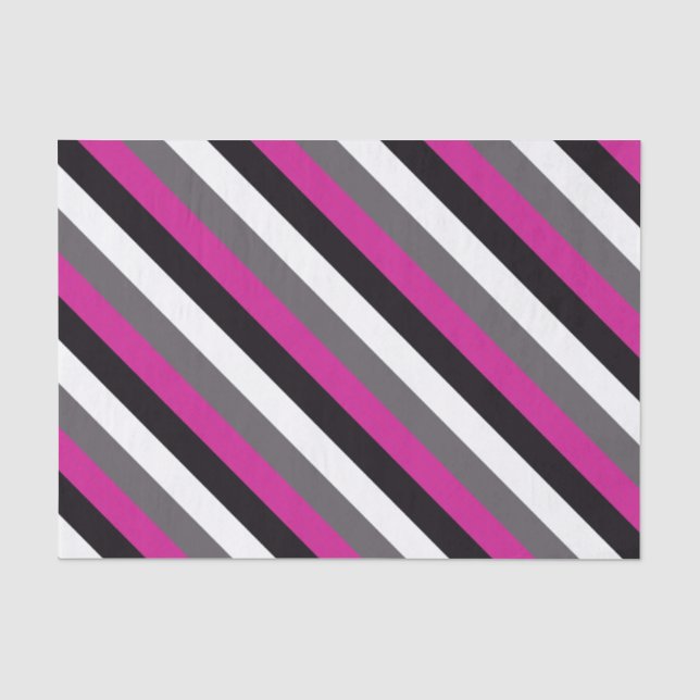 Papier Mousseline Bandes rose, noire, blanche et grise (Recto)