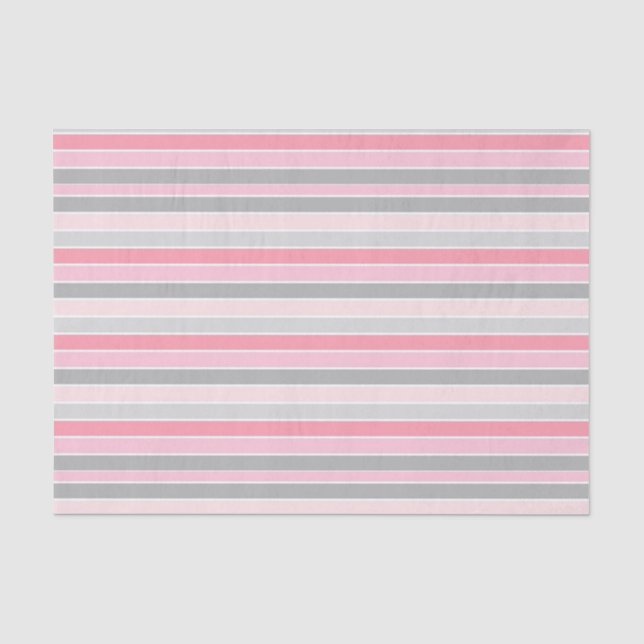 Papier Mousseline Bandes roses et grises (Recto)