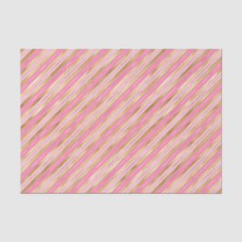 Papier Mousseline Bandes roses et or