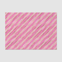 Papier Mousseline Bandes roses et or chaudes