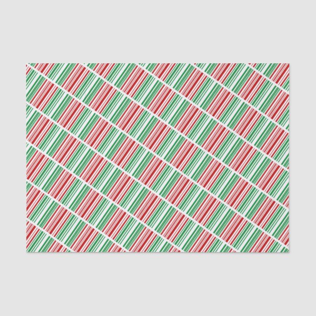 Papier Mousseline Bandes rouges et vertes (Recto)