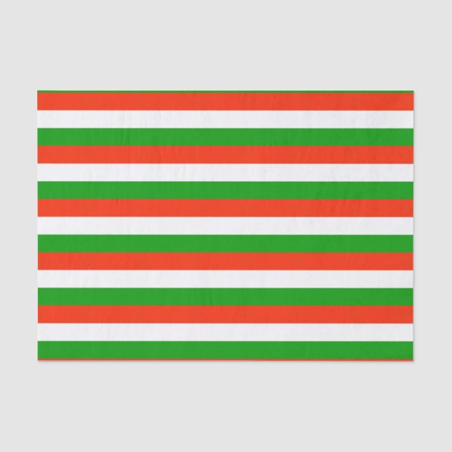 Papier Mousseline Bandes rouges, vertes et blanches (Recto)