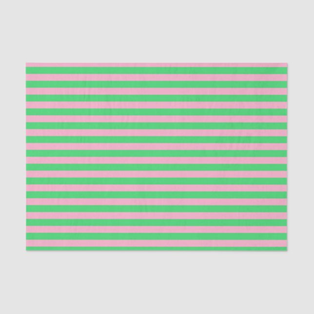 Papier Mousseline Bandes vertes et roses (Recto)