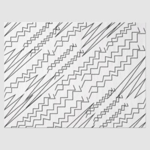 Papier Mousseline Bandes Zigzag noir et blanc