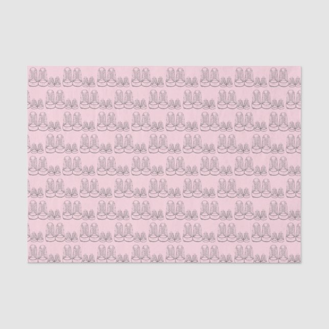 Papier Mousseline Baptême Naissance Nouveau Arrivée Chaussures bébé  (Recto)