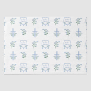 Papier Mousseline Baptême personnalisé Première communion Floral Bab