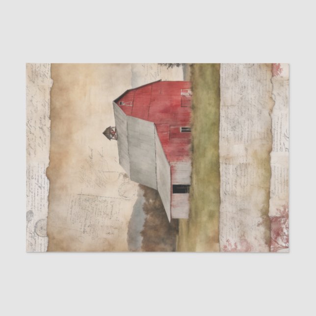 Papier Mousseline Barn rouge rustic (Recto)