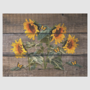 Papier Mousseline Barre des papillons de tournesol rustiques
