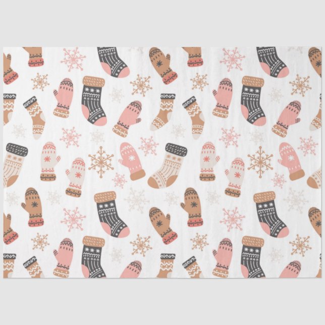 Papier Mousseline Bas de Noël rose mignonne Chaussettes Snowflakes (Recto)
