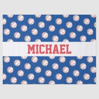 Papier Mousseline Baseball blanc personnalisé avec couture rouge